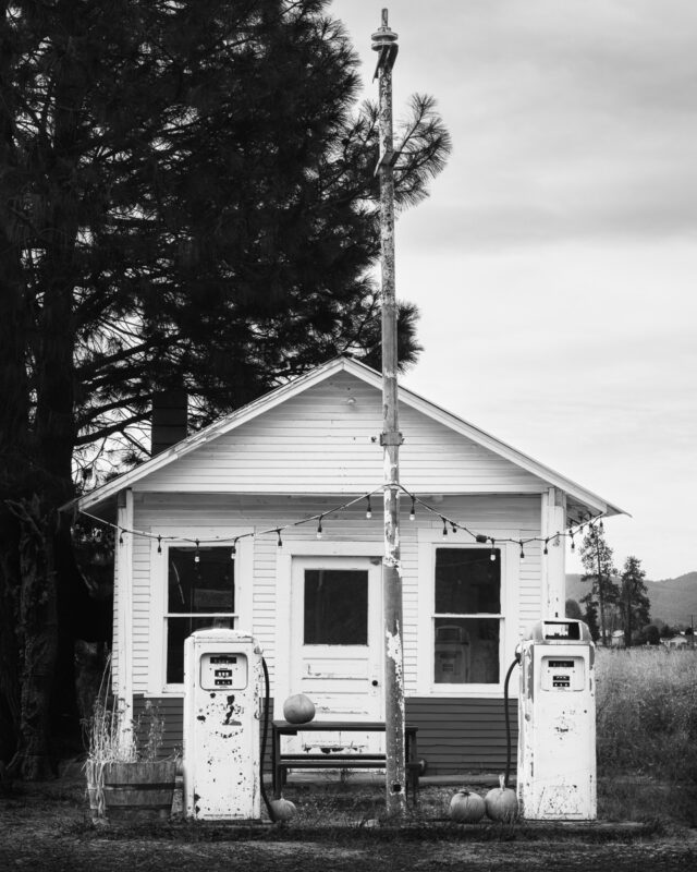 Step into a world of nostalgia against the serene backdrop of Glenwood, Washington. It presents an iconic vintage gas station, echoing memories of simpler times. The gentle presence of the old gas pumps, combined with the rustic charm of the station, invites viewers to pause and reflect. This artwork captures a moment suspended in time—a perfect addition to any space that values tranquility and a touch of history.