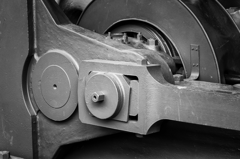 A black and white photograph of the old industrial machinery at Gas Works Park, Seattle, Washington.